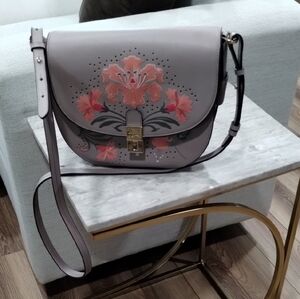 RADLEY LONDON Gray and Pink Floral Crossbody Bag